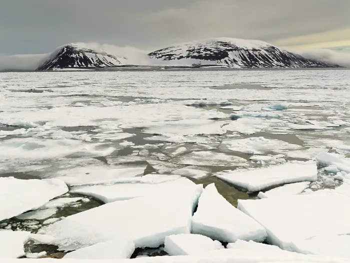 Framed Print : Fjord with pack ice, Phippsoya