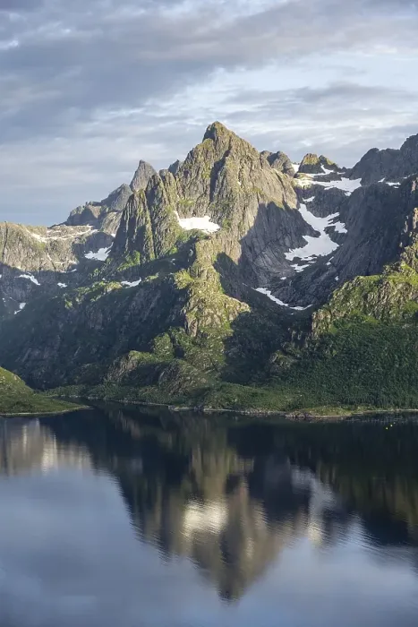 Framed Print : Fjord Raftsund and mountains, view from the top of Keiservarden or Digermulkollen