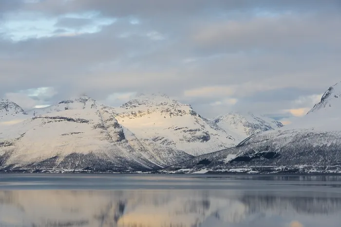 Framed Print : Fjord in winter, Balsfjord, Northern Norway