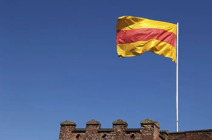 Framed Print : Flag of Baden-Wuerttemberg at Staufenberg Castle