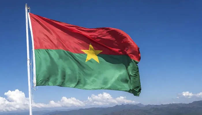 Framed Print : The flag of Burkina Faso flutters in the wind Framed Print : The flag of Burkina Faso flutters in the wind