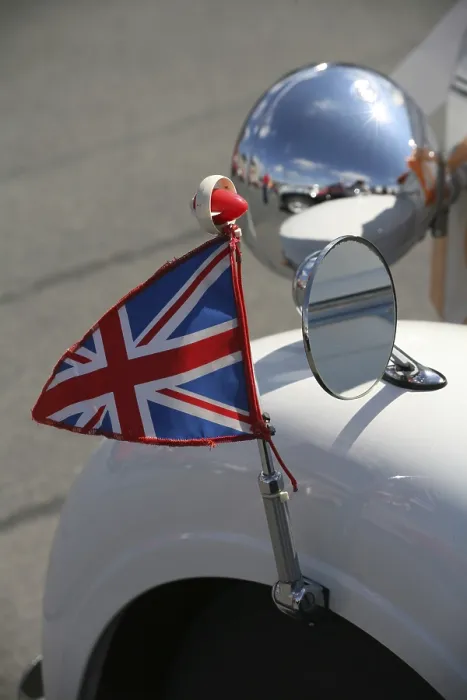 Framed Print : Flag on a classic car Framed Print : Flag on a classic car