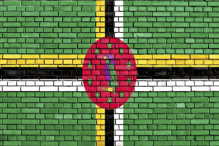 Framed Print : Flag of Dominica painted on brick wall Framed Print : Flag of Dominica painted on brick wall