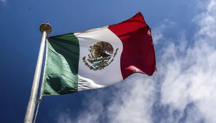 Framed Print : Flag, the national flag of Mexico flutters in the wind