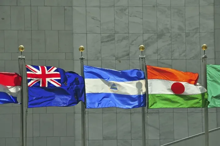Framed Print : Flags of New Zealand, Nicaragua and Niger