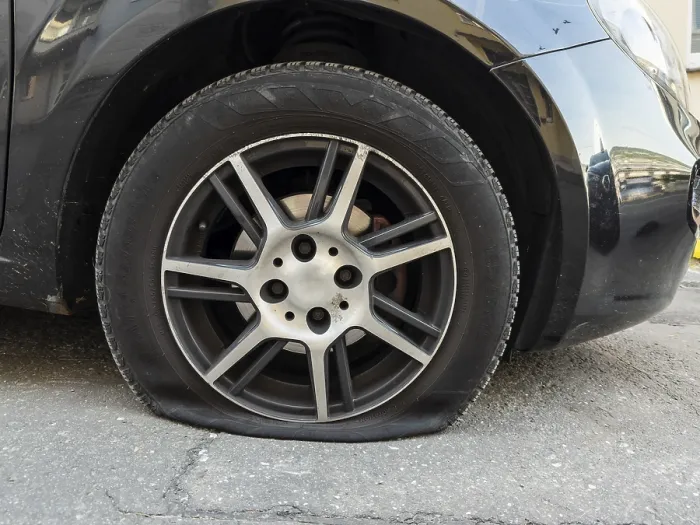 Framed Print : A flat tyre on a car, Wuppertal, Germany