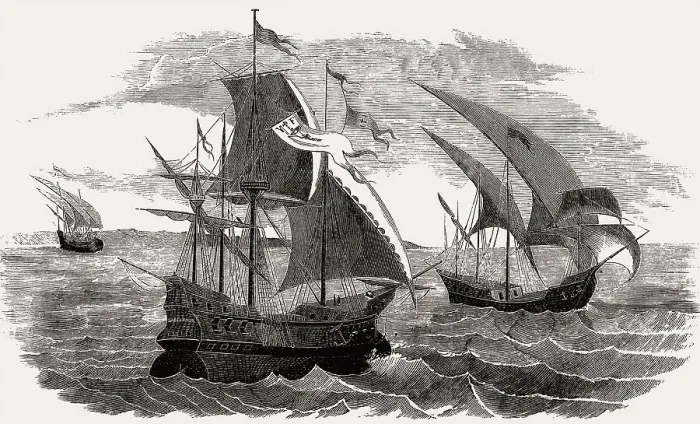 Framed Print : The fleet of Christopher Columbus