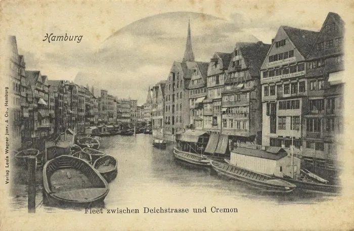 Framed Print : Fleet in Hamburg, Germany, postcard text Framed Print : Fleet in Hamburg, Germany, postcard text