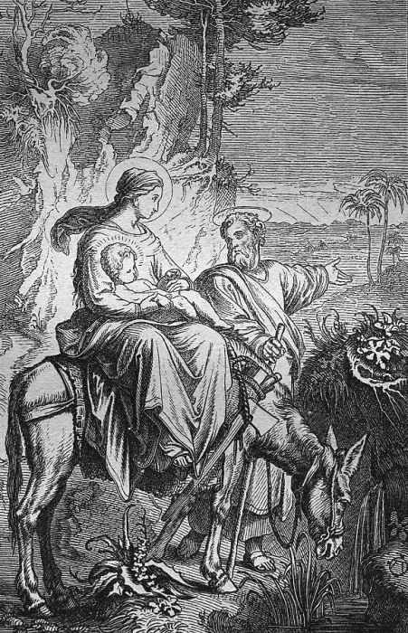 Framed Print : The flight to Egypt, historic steel engraving from 1860