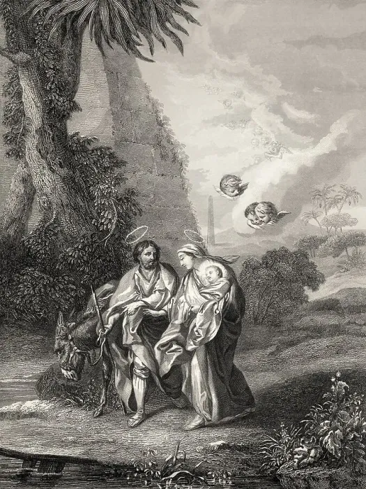 Framed Print : The flight to egypt, steel engraving Framed Print : The flight to egypt, steel engraving