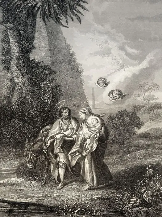 Framed Print : The flight to egypt, steel engraving Framed Print : The flight to egypt, steel engraving