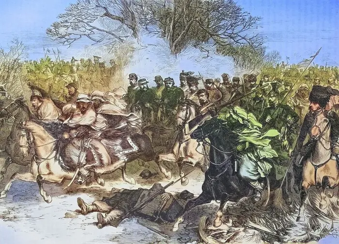 Framed Print : Flight of French cavalry after the battle of Orleans