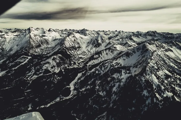 Framed Print : Flight over the late winter Lech Valley with a small aeroplane in Tyrol