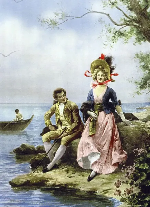 Framed Print : Flirt au Bord de la Mer, by Hippolyte Lucas Framed Print : Flirt au Bord de la Mer, by Hippolyte Lucas