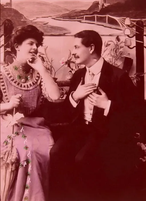 Framed Print : Flirt, man confesses his love to a woman