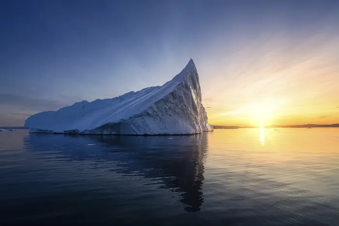 Framed Print : Floating glaciers in the rays of the setting sun at polar night Framed Print : Floating glaciers in the rays of the setting sun at polar night