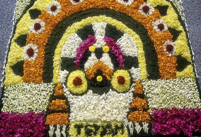 Framed Print : Floral decoration during Onam festival