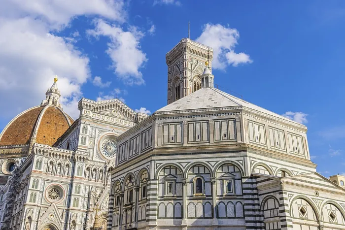 Framed Print : Florence Cathedral with dome, campanile and coloured marble facade