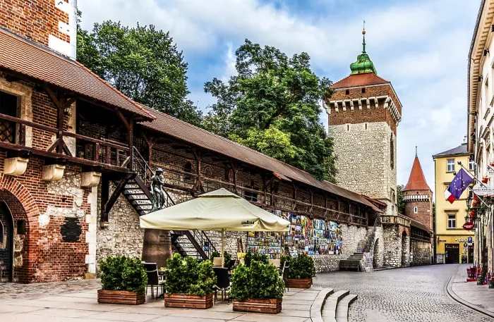 Framed Print : Florian's Gate with city wall and defensive towers