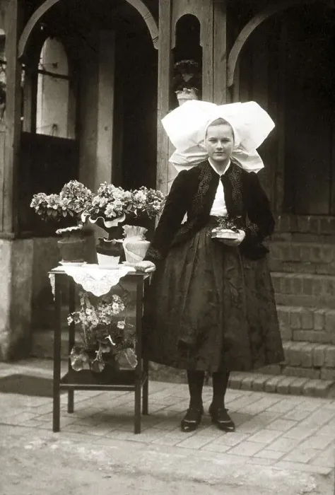 Framed Print : Florist in traditional costume