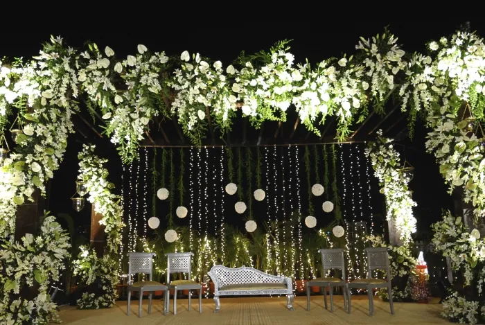 Framed Print : Flower decoration at wedding reception function Framed Print : Flower decoration at wedding reception function