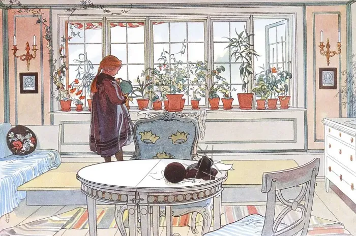 Framed Print : The flower window, illustration in The House in the Sun by Carl Larsson Framed Print : The flower window, illustration in The House in the Sun by Carl Larsson