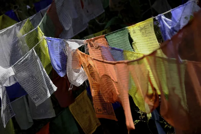Framed Print : Fluttering prayer flags, Yotongla Pass
