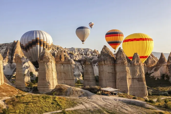 Framed Print : Flying balloons over unbelievable Love valley