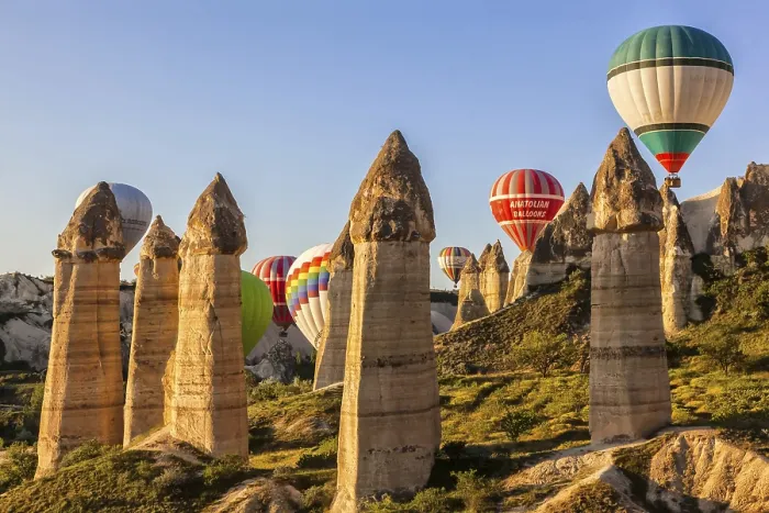 Framed Print : Flying balloons over unbelievable Love valley Framed Print : Flying balloons over unbelievable Love valley