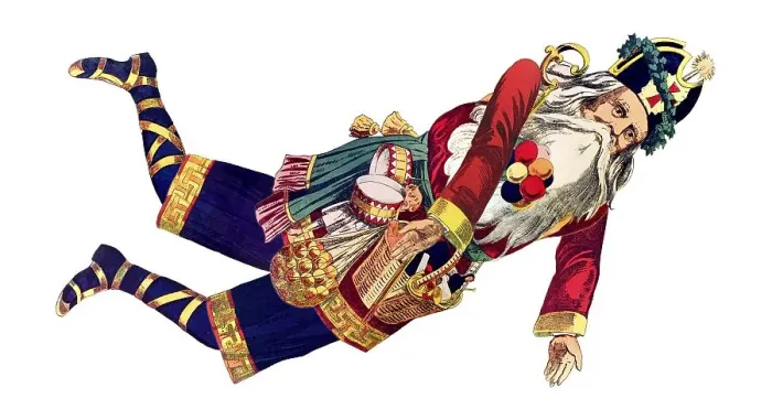 Framed Print : Flying Santa Claus, historical illustration Framed Print : Flying Santa Claus, historical illustration
