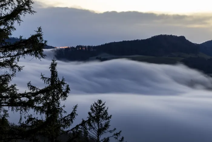 Framed Print : Fog flow, high fog flows over Unteren Hauenstein Pass into the Basel area