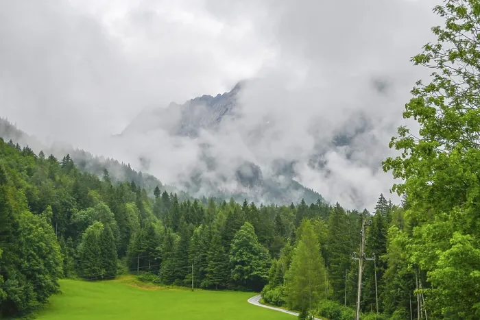Framed Print : Fog shrouded Kamnik-Savinja Alps