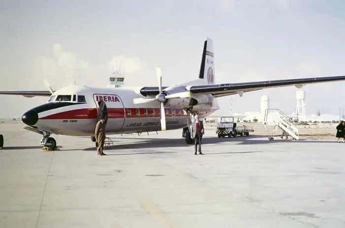 Framed Print : Fokker F 27 600 Friendship aircraft, Iberia Lineas Aereas de Espana, Tenerife, Canary Islands, Spain, 1971, Europe