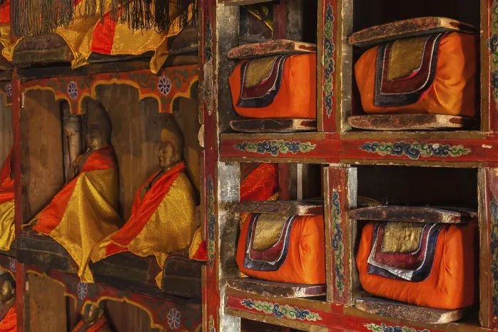 Framed Print : Folios of old manuscripts in library of Thiksey Gompa (Tibetan Buddhist Monastery) Framed Print : Folios of old manuscripts in library of Thiksey Gompa (Tibetan Buddhist Monastery)
