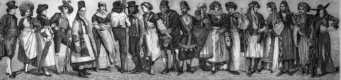 Framed Print : Folk dress in the Middle Ages, historical illustration Framed Print : Folk dress in the Middle Ages, historical illustration