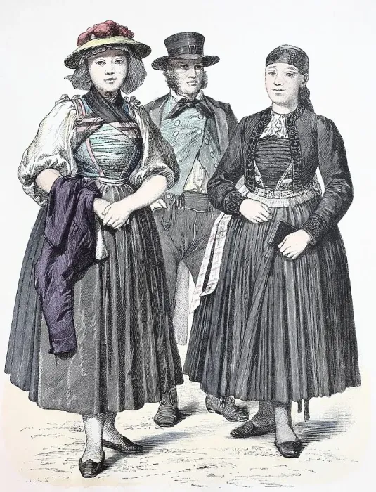 Framed Print : Folk traditional costume, clothing