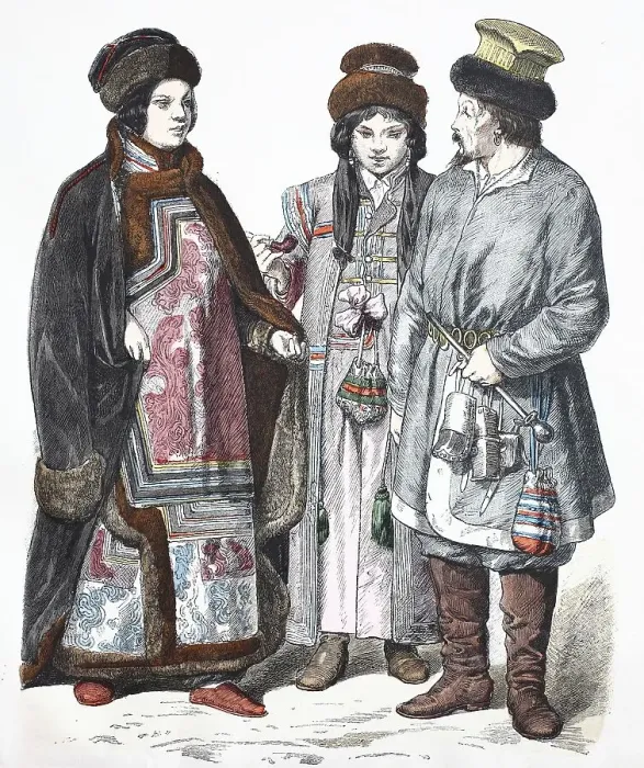 Framed Print : Folk traditional costume, clothing