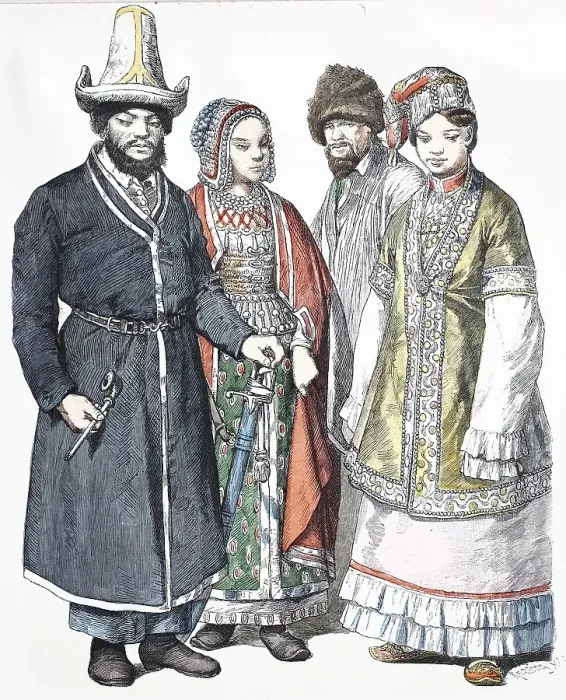 Framed Print : Folk traditional costume, clothing