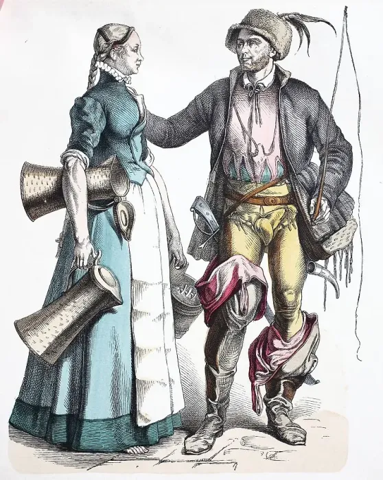 Framed Print : Folk traditional costume, clothing