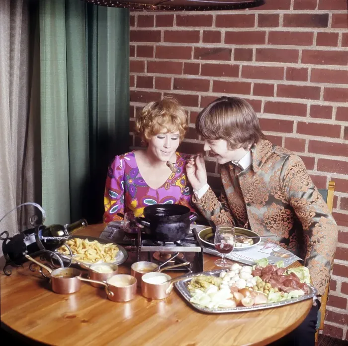 Framed Print : Fondue. A dish that had its breakthrough in the 60s and 70s