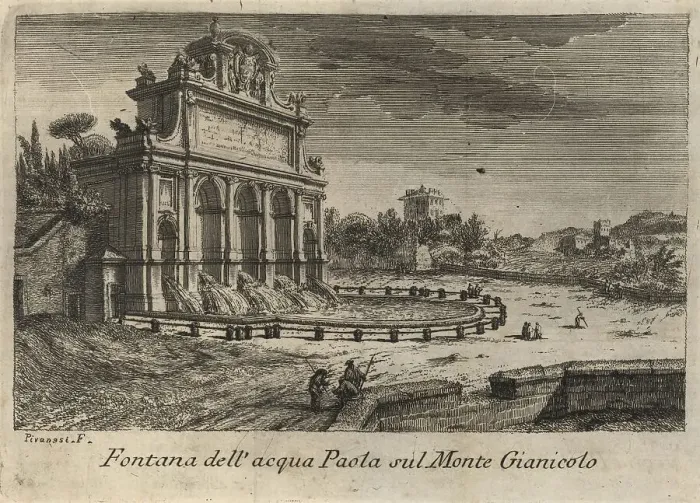 Framed Print : Fontana dell aqua Paota sul Monte Gianicolo