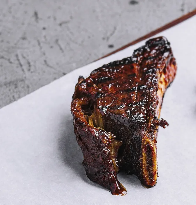 Framed Print : Food, Baked pork ribs close up Framed Print : Food, Baked pork ribs close up