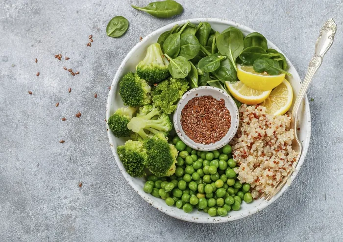 Framed Print : Food, Buddha bowl. Quinoa with broccoli