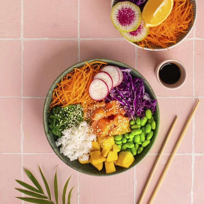 Framed Print : Food, Buddha Bowl. Rice with salmon Framed Print : Food, Buddha Bowl. Rice with salmon