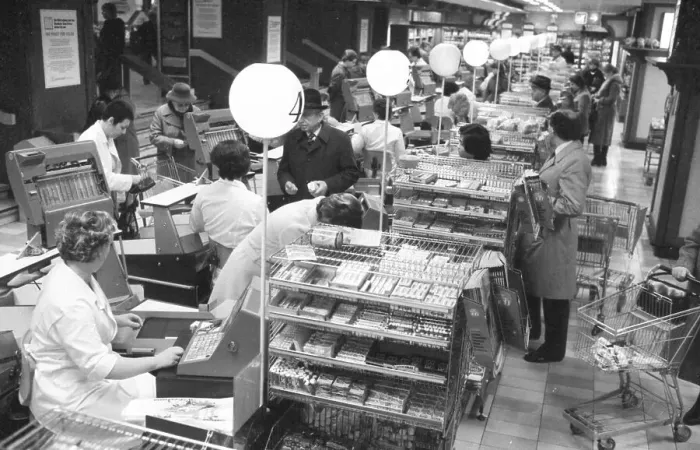 Framed Print : The food department of the department stores Karstadt 1982