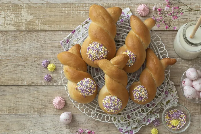 Framed Print : Food, Funny bunny buns rolls. Easter bake idea