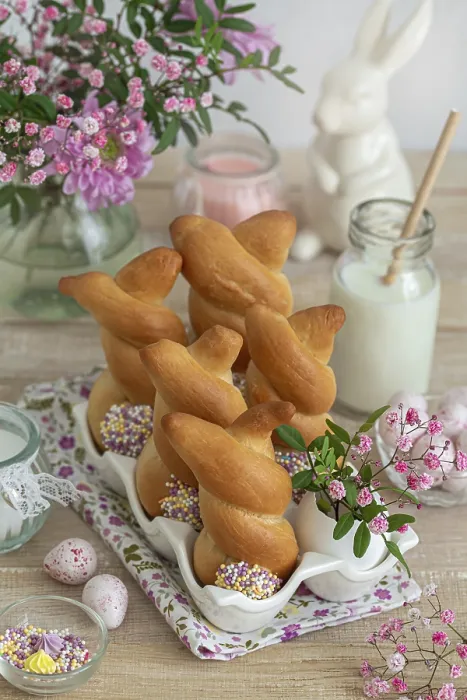 Framed Print : Food, Funny bunny buns rolls. Easter bake idea