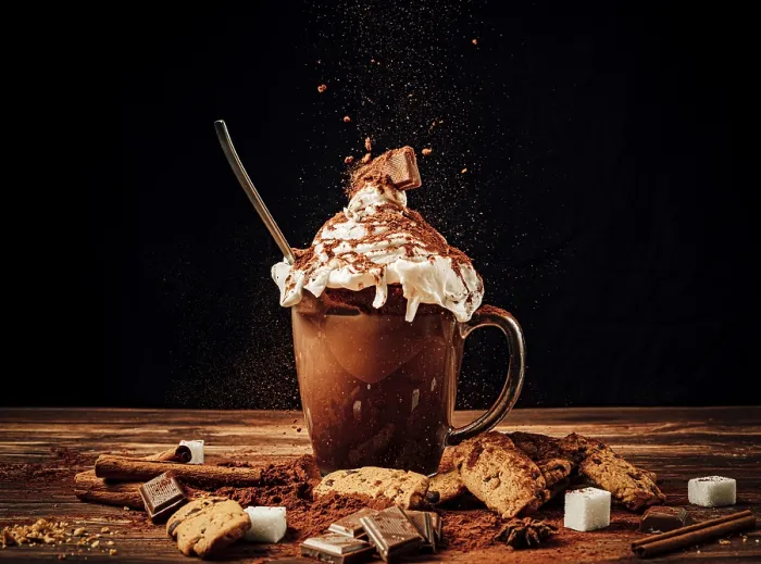 Framed Print : Food photography, cup with cocoa
