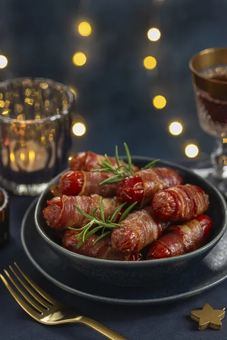 Framed Print : Food, Pigs in blankets for festive Christmas dinner