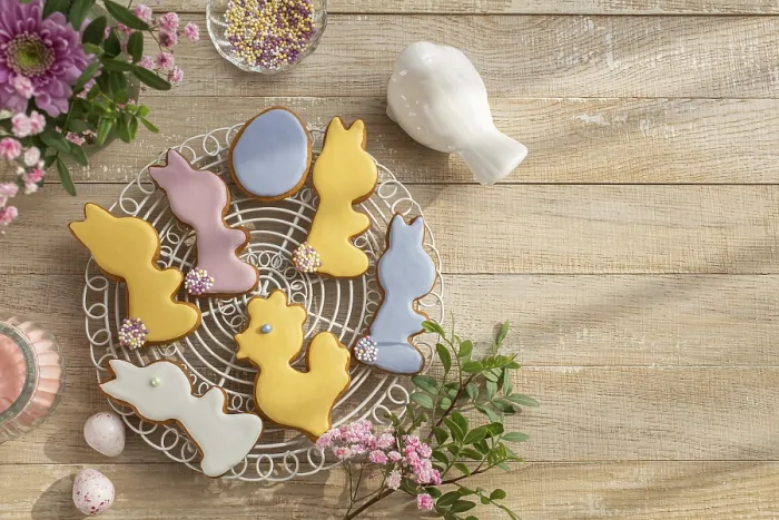 Framed Print : Food, Sweet and tasty icing cookies for Easter